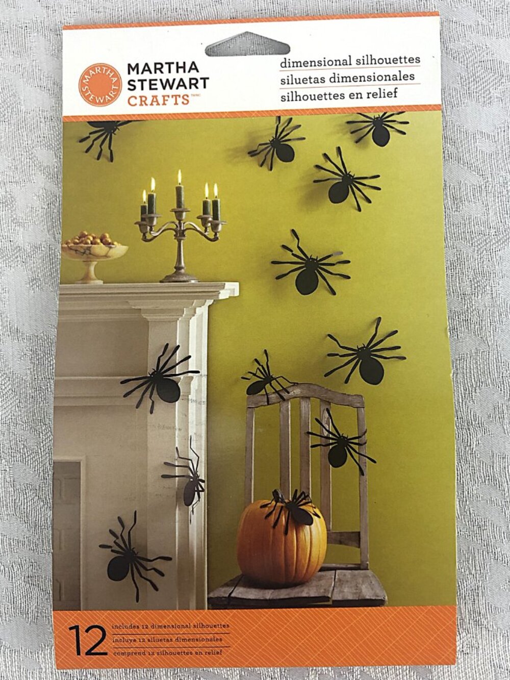 Martha Stewart Crafts 3D Black Spider Silhouettes Halloween Decor NWT 12pc